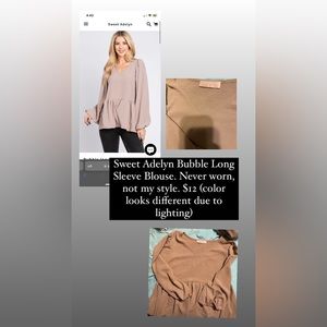 Sweet Adelyn Bubble Long Sleeve Blouse